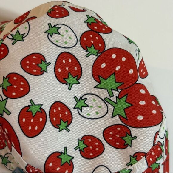 KNDIT Red and White Strawberry Print Bucket Hat Women’s OS Reversible. - Picture 3 of 7